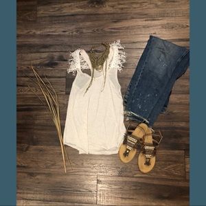 Free People Frayed Racerback Tank 🌿